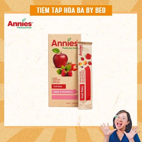 Trái Cây Sấy Dẻo Vị Táo & Dâu Tây Ăn Vặt Healthy Cho Người Thừa Cân, Tiểu Đường, Tiêu Hoá Kém, No Lâu Cả Buổi Annie’s Apple & Strawberry Fruit Fruit Flats (8 thanh x 10g) - New Zealand