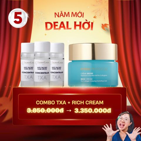 Combo cấp nước sáng da đa tầng D. Rich Day creme + TXA 3 ống