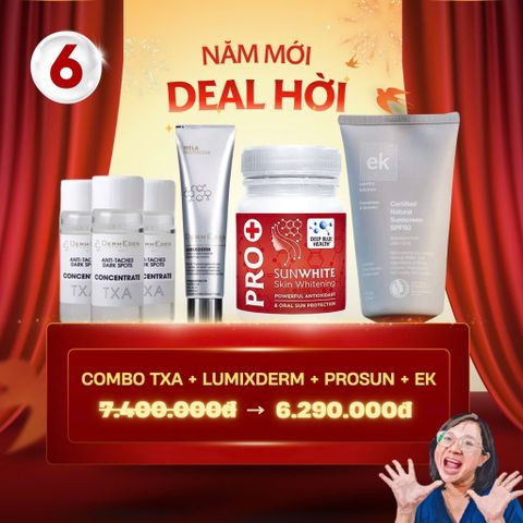 Combo công thủ sáng toàn diện Pro Sun + EK + TXA + Lumixderm
