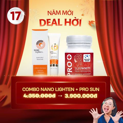 Combo làm mờ nám Nano Lighten Dark Spot Remover + Viên uống Pro SunWhite