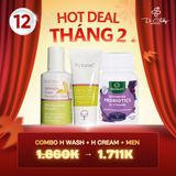 Combo Trị Nấm Ngứa Vùng Kín H Wash + H Cream + Men vi sinh 14 chủng