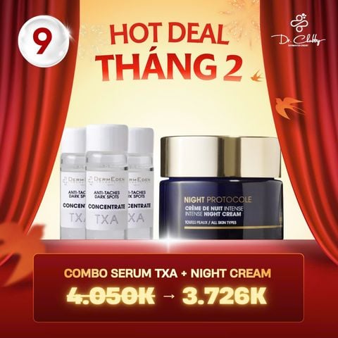 Combo DermEden Giảm Nám Tàn Nhang TXA + Kem Đêm Retinol