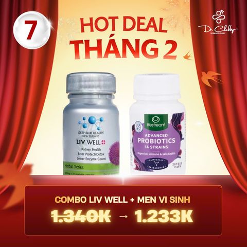Combo Gan Khỏe Ruột Khỏe Da Đẹp Liv Well + Men Vi Sinh 14 Chủng