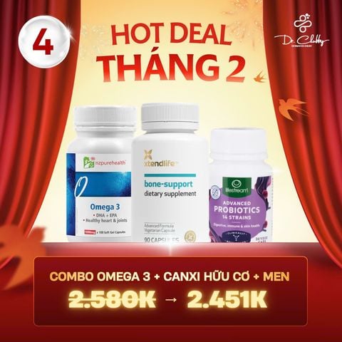 Combo Nền Tảng Vàng Cho Trẻ Omega 3 + Bone Canxi Hữu Cơ D3K2 + Men Vi Sinh
