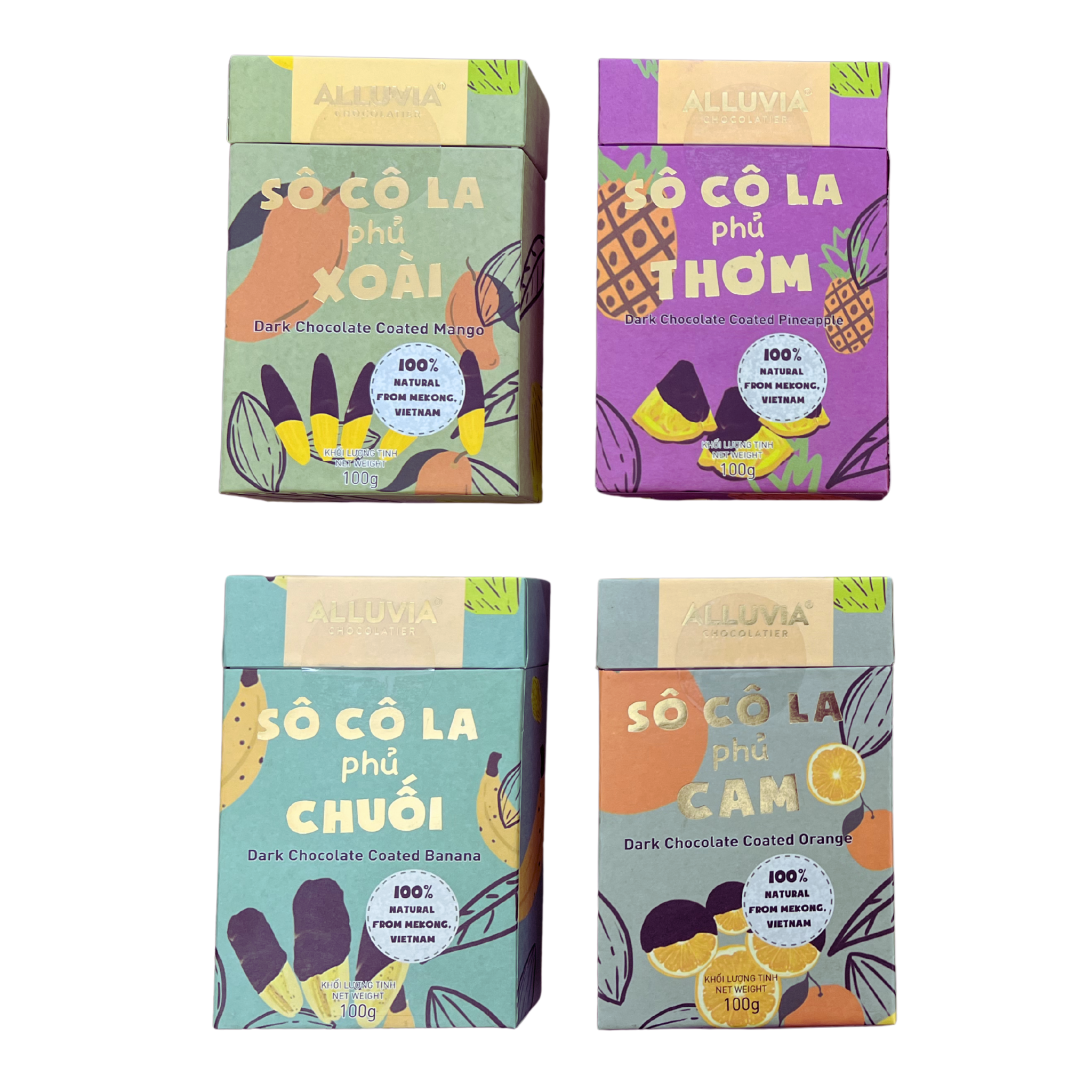 Hộp sô-cô-la phủ trái cây nhiệt đới sấy Alluvia 100g 