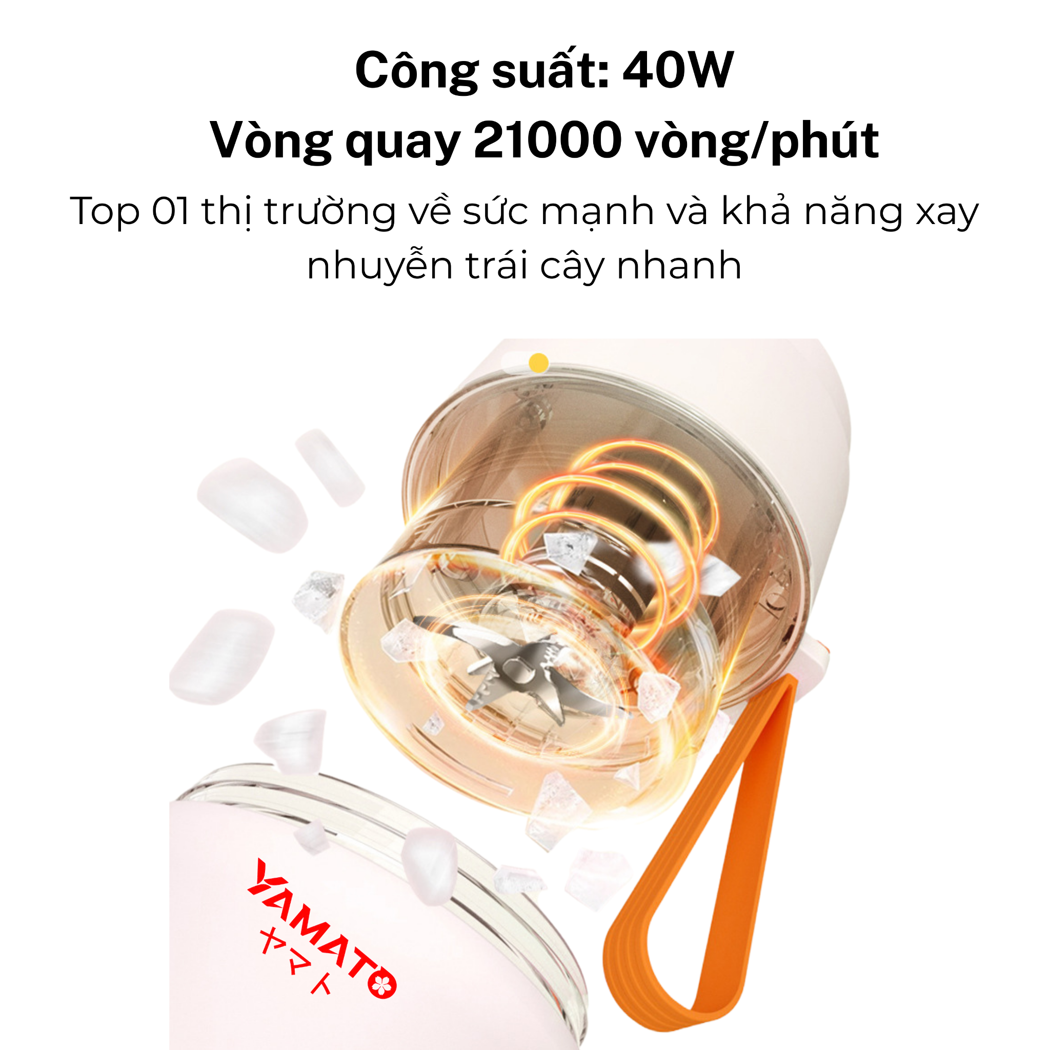  Máy xay sinh tố mini cầm tay Yamato 450 Sport Yellow – Nhỏ gọn, mạnh mẽ, chuẩn Nhật Bản 