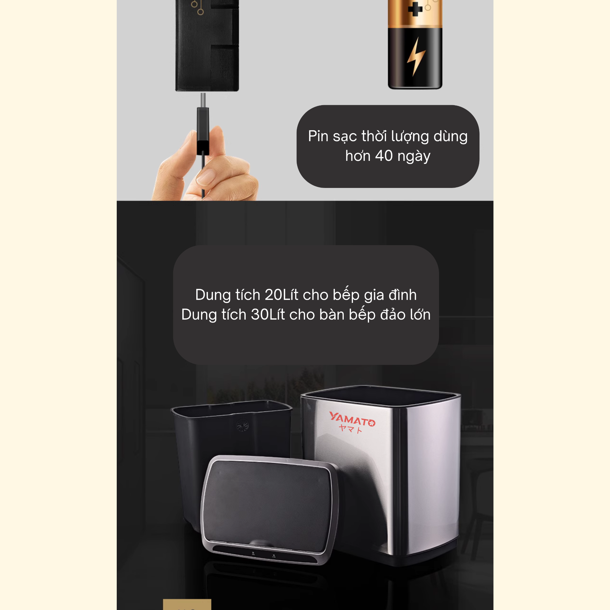  Thùng rác điện thông minh Yamato Ya20L – Thiết kế tối giản, công nghệ chuẩn Nhật 