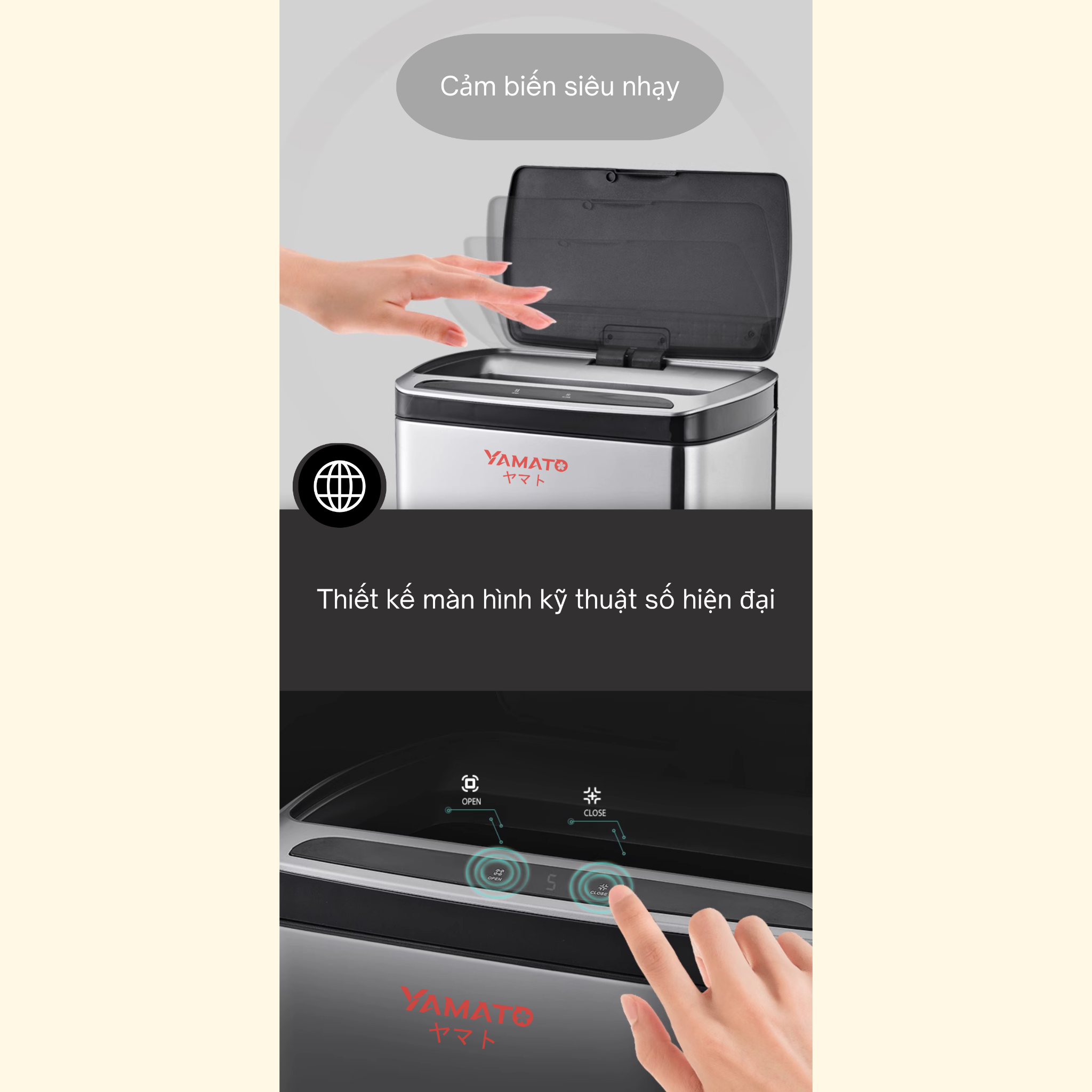  Thùng rác điện thông minh Yamato Ya20L – Thiết kế tối giản, công nghệ chuẩn Nhật 