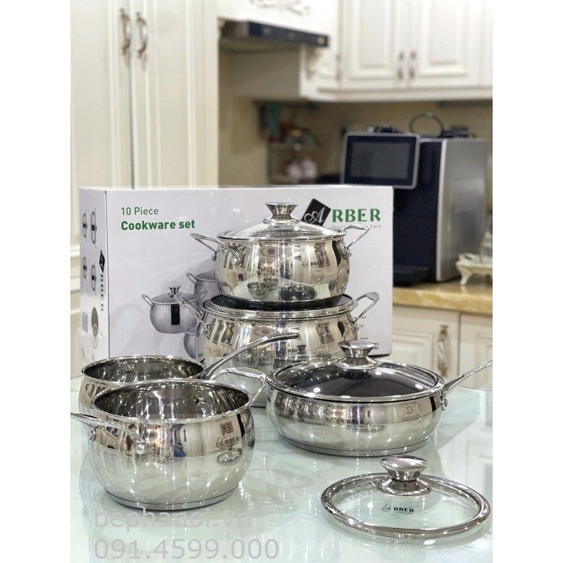  Bộ nồi bếp từ inox 5 món dáng địa cầu tròn AN-06BB, dung tích lớn, động bộ bếp đẹp, chuyên bếp từ tính, siêu bền. Giao ngay tại Hà Nội. gia dụng 