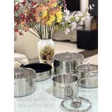  Bộ nồi Arber 5 món inox 3 đáy đúc đặc AN-05BB best BO, siêu bền, full inox nắp kính, chống han rỉ, gia dụng 