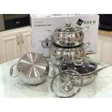  Bộ nồi bếp từ inox 5 món dáng địa cầu tròn AN-06BB, dung tích lớn, động bộ bếp đẹp, chuyên bếp từ tính, siêu bền. Giao ngay tại Hà Nội. gia dụng 