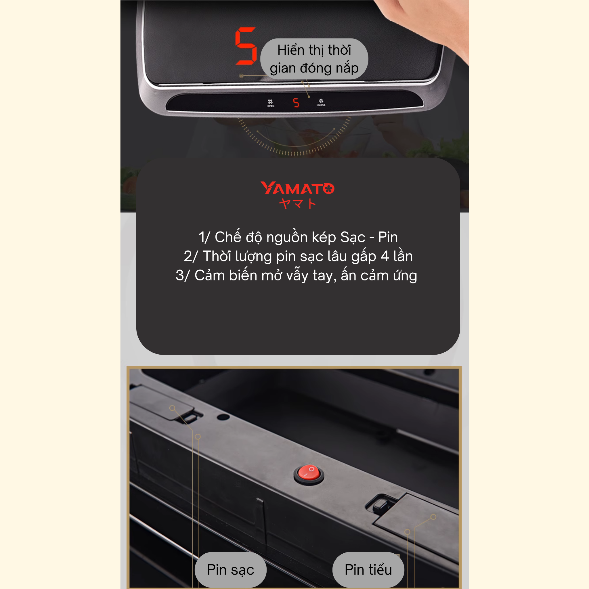  Thùng rác điện thông minh Yamato Ya20L – Thiết kế tối giản, công nghệ chuẩn Nhật 