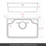  NEW CHẬU RỬA BÁT 1 HỐ NOBINOX ARVO B180 bản đủ phụ kiện. Giá tốt trong nhà Nobinox 