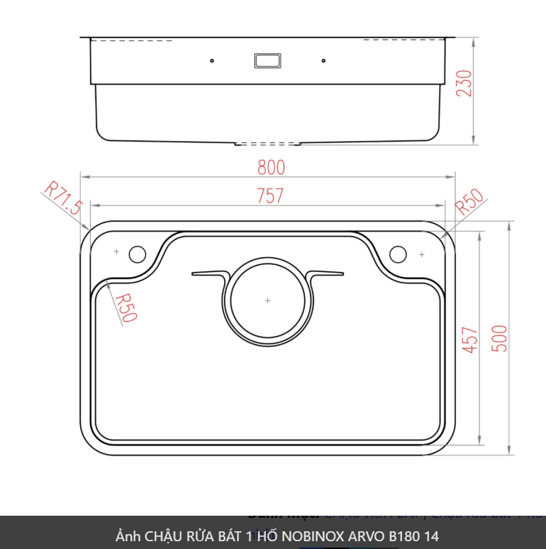  NEW CHẬU RỬA BÁT 1 HỐ NOBINOX ARVO B180 bản đủ phụ kiện. Giá tốt trong nhà Nobinox 