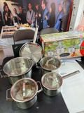  Bộ Nồi Đức Dusler DL12138R-9 Chính Hãng – Inox 304 Cao Cấp, 4 nồi 1 chảo, 9 món , Satin cao cấp. Dùng Cho Mọi Loại Bếp 