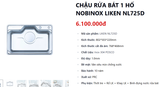  CHẬU RỬA BÁT 1 HỐ NOBINOX LIKEN NL 725D full phụ kiện rổ to, rổ nhỏ, thau nhỏ, bình xịt nước rửa bát, thớt tre, vân linen siêu mịn 