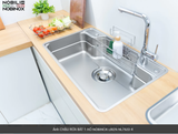  CHẬU RỬA BÁT 1 HỐ NOBINOX LIKEN NL 792 D 83 cm x 50 cm siêu rộng mặt siêu mịn line , độ dày tới 1.2mm 