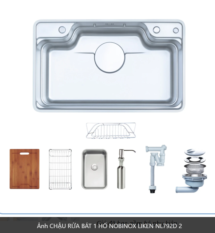 CHẬU RỬA BÁT 1 HỐ NOBINOX LIKEN NL 792 D 83 cm x 50 cm siêu rộng mặt siêu mịn line , độ dày tới 1.2mm 