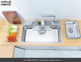  CHẬU RỬA BÁT 1 HỐ NOBINOX LIKEN NL 792 D 83 cm x 50 cm siêu rộng mặt siêu mịn line , độ dày tới 1.2mm 