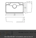  CHẬU RỬA BÁT 1 HỐ NOBINOX LIKEN NL 792 D 83 cm x 50 cm siêu rộng mặt siêu mịn line , độ dày tới 1.2mm 