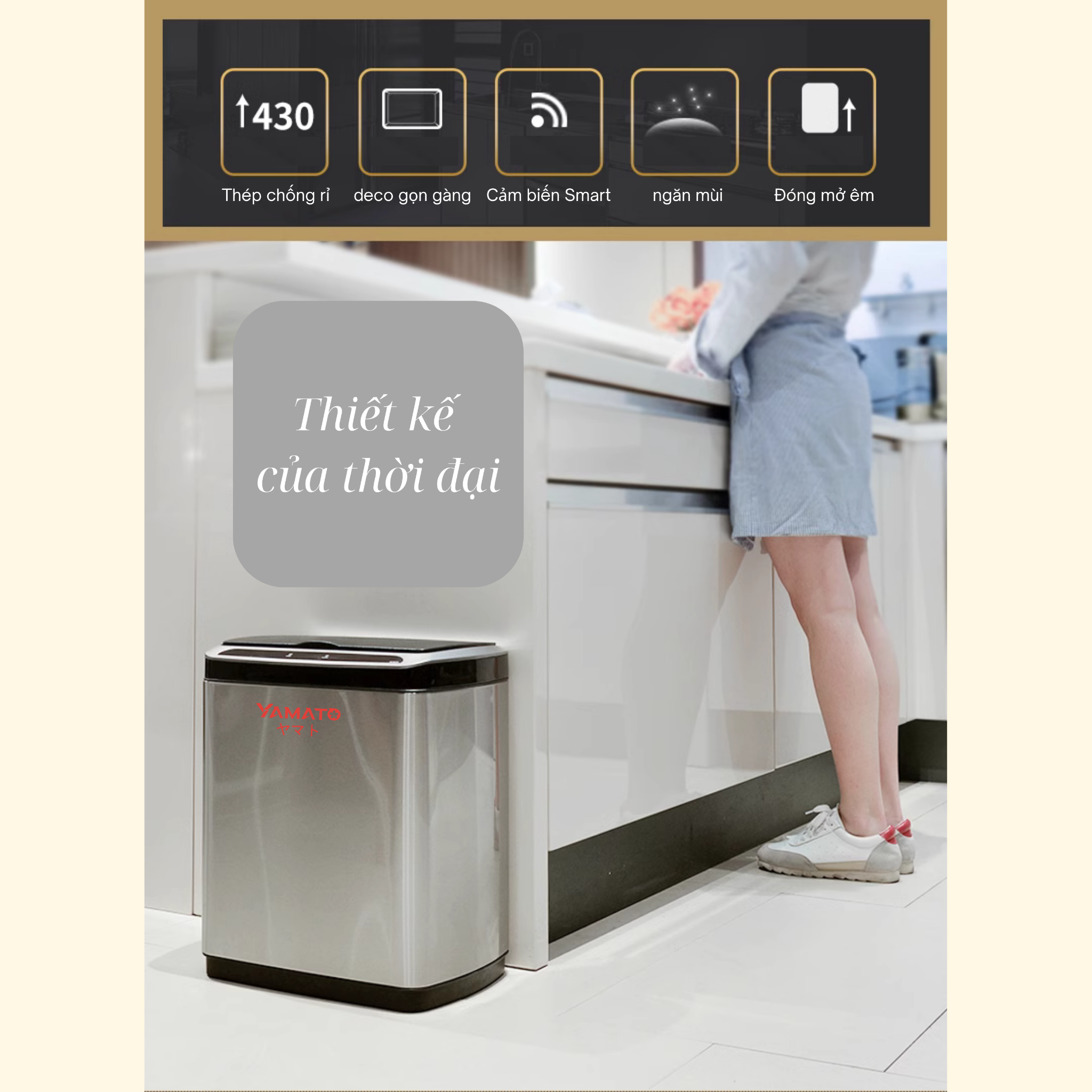  Thùng rác điện thông minh Yamato Ya30L – Thiết kế tối giản, công nghệ chuẩn Nhật 