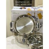  Bộ nồi inox chuyên dụng từ tính Arber new AN06V 06 món cao cấp, đáy phẳng có xửng hấp, chảo có vung kính, hình trụ tròn siêu đẹp, cực bền bỉ inox 304  gia dụng 