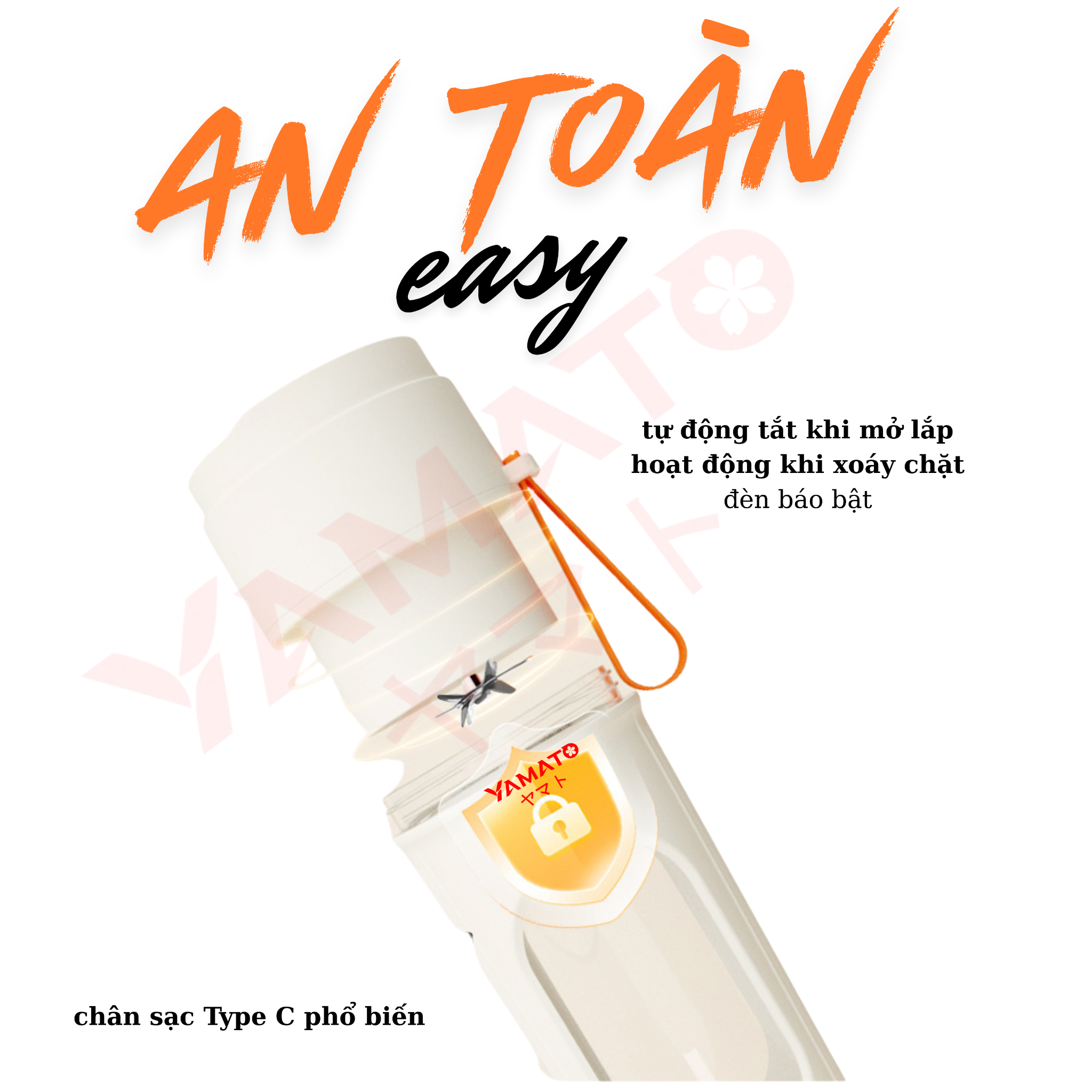  Máy xay sinh tố mini cầm tay Yamato 450 Sport Yellow – Nhỏ gọn, mạnh mẽ, chuẩn Nhật Bản 