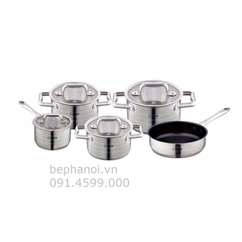  Bộ nồi inox bếp từ ARBER AN-05Promax 5 món Vip, bền bỉ. chống han rỉ, chống oxi hóa, an toàn nấu ăn, tiết kiệm điện 