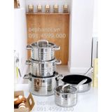  Bộ nồi inox bếp từ ARBER AN-05Promax 5 món Vip, bền bỉ. chống han rỉ, chống oxi hóa, an toàn nấu ăn, tiết kiệm điện 