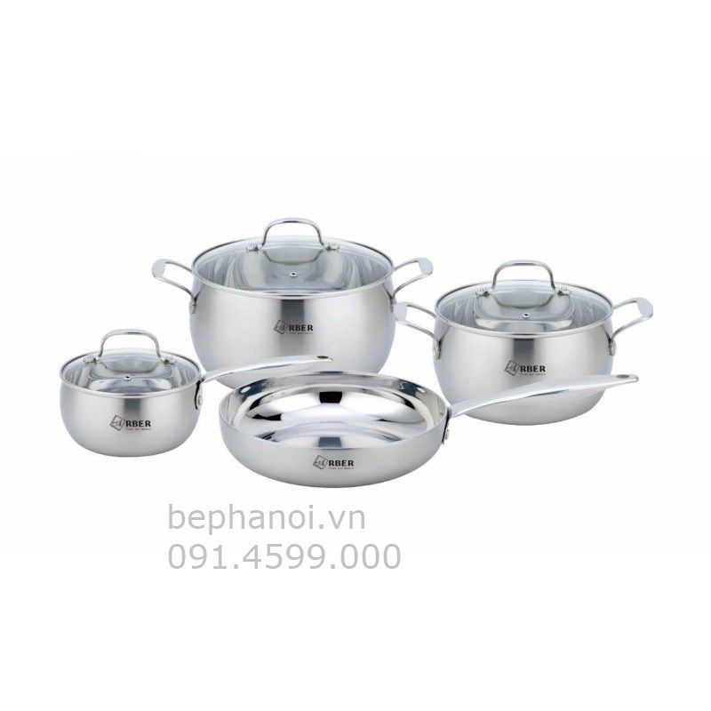  Bộ nồi inox cao cấp đáy liền Arber AN-lengend chuyên cho bếp từ Nhật, Đức, siêu tiết kiệm điện, bền bỉ 20 năm, chống oxi hóa, trắng thuần inox sang trọng, bộ sưu tập VIP 