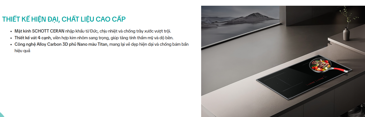  BẾP TỪ GX IH977G nhập khẩu Đức made in Germani 2 vùng nấu Kính SCHOTT CERAN, Half Bridge Smart INVERTER, Siêu nhanh Max 3700W, bảo hành 3 năm 
