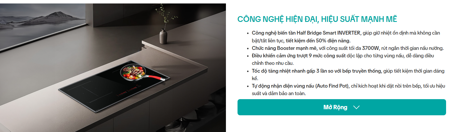  BẾP TỪ GX IH977G nhập khẩu Đức made in Germani 2 vùng nấu Kính SCHOTT CERAN, Half Bridge Smart INVERTER, Siêu nhanh Max 3700W, bảo hành 3 năm 