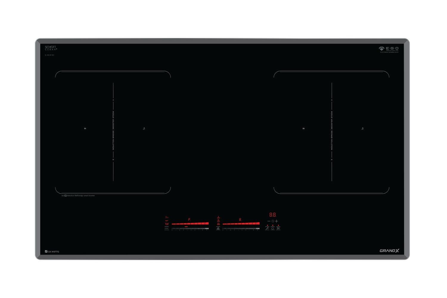  BẾP TỪ GX IH977G nhập khẩu Đức made in Germani 2 vùng nấu Kính SCHOTT CERAN, Half Bridge Smart INVERTER, Siêu nhanh Max 3700W, bảo hành 3 năm 