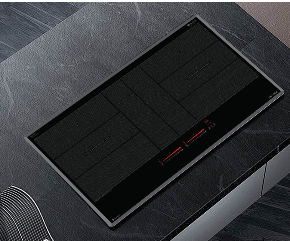  BẾP TỪ GX IH988G  nhập khẩu Đức made in Germany, Mặt kính SCHOTT CERAN cao cấp. Thiết kế vát 4 cạnh, viền hợp kim nhôm. Alloy Carbon 3D phủ Nano màu Titan, 