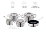  Bộ nồi inox bếp từ ARBER AN-05Promax 5 món Vip, bền bỉ. chống han rỉ, chống oxi hóa, an toàn nấu ăn, tiết kiệm điện 