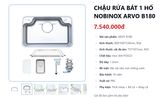  NEW CHẬU RỬA BÁT 1 HỐ NOBINOX ARVO B180 bản đủ phụ kiện. Giá tốt trong nhà Nobinox 
