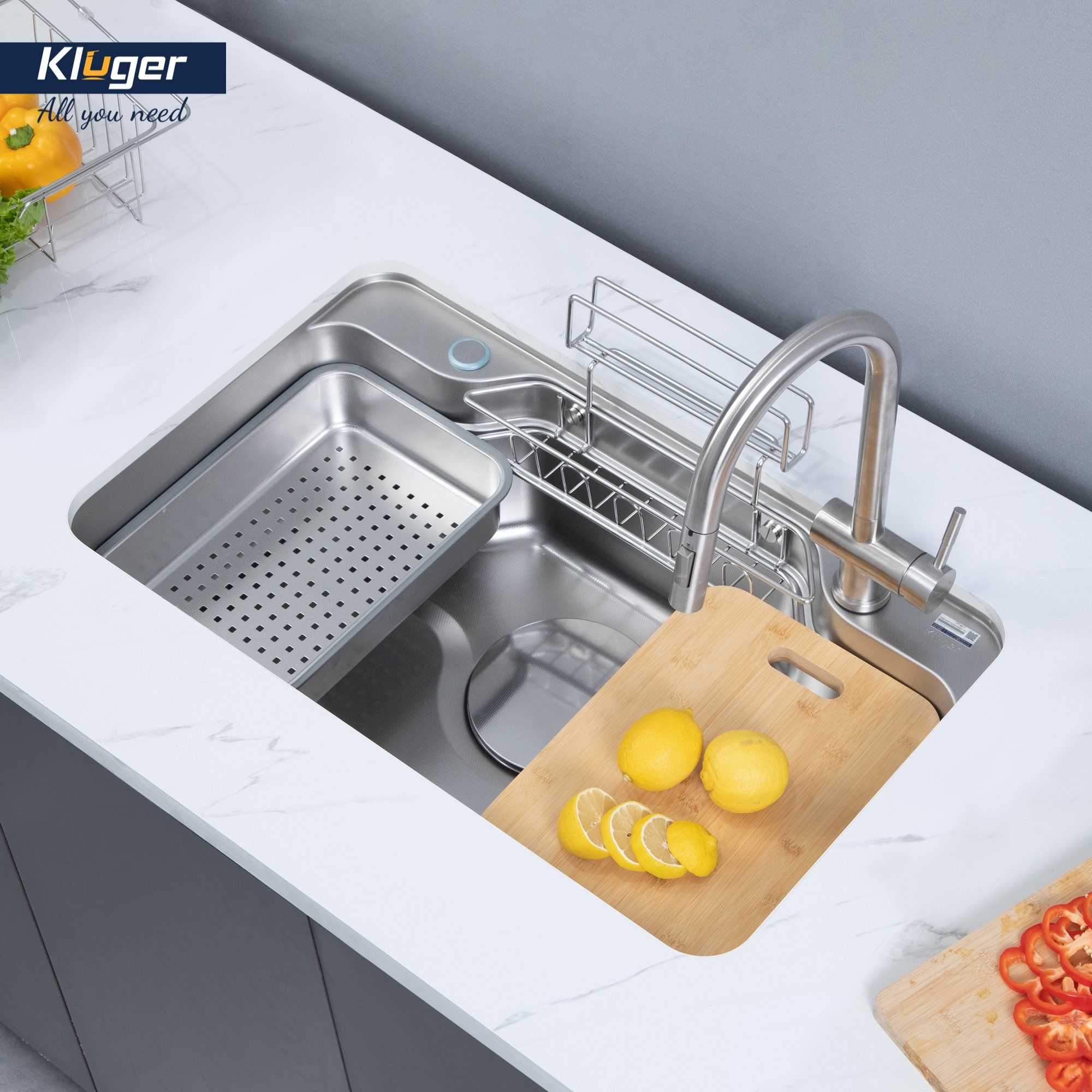  Chậu rửa bát Kluger KF7848FS – S78 Plus 2025 kích thước 78cm phổ biến mọi nhà. 1 hố tiện dụng 