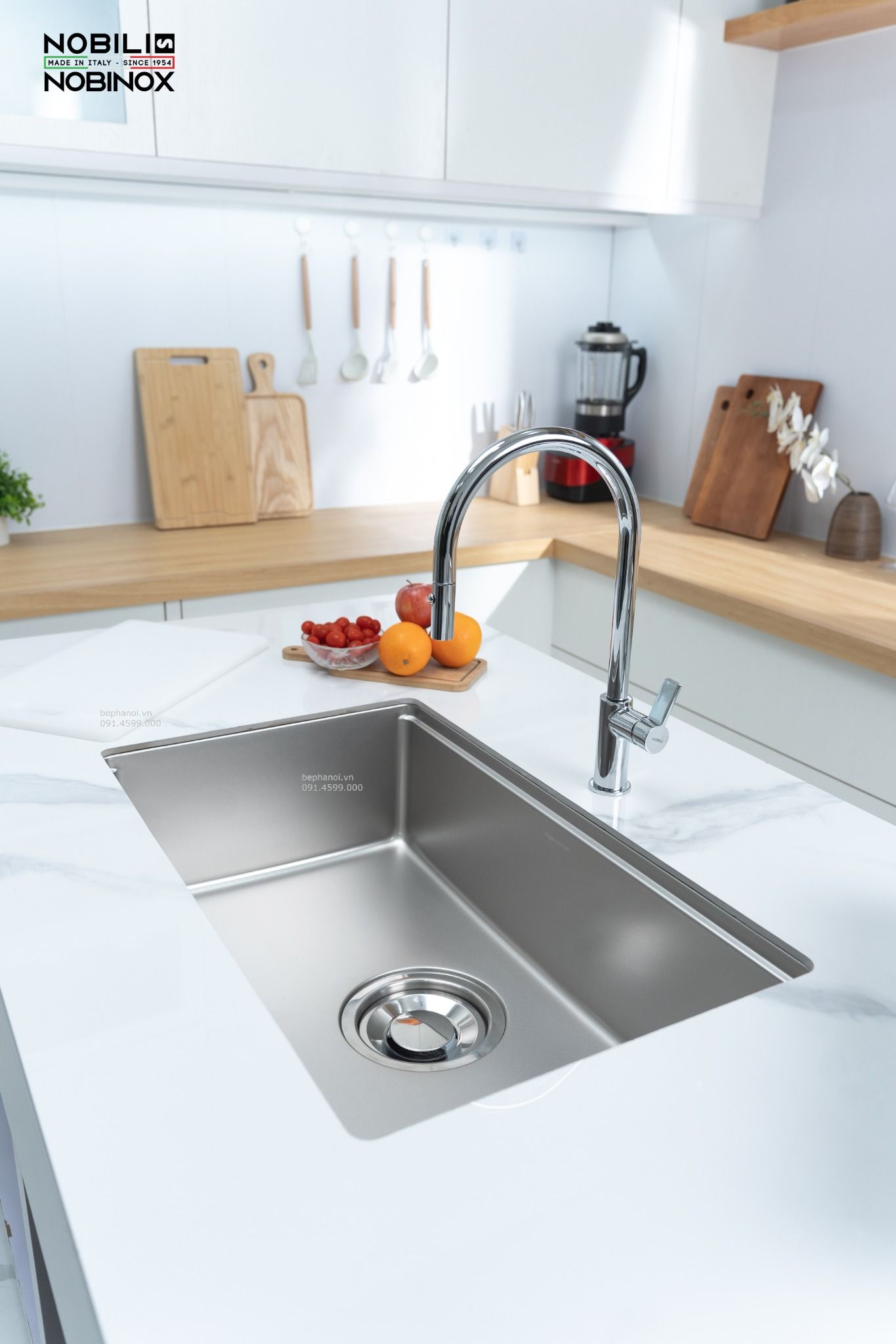  CHẬU RỬA BÁT 01 HỐ NOBINOX ROSA NN974DT vân siêu mịn supper line cao cấp, chống bám dính, bảo hành 10 năm, chính hãng, dành cho bếp hiện đại 