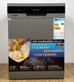  Máy rửa bát Fandi DW17DU-S màu Bạc 17 bộ rửa, thương hiệu ITALIA sản xuất Malaysia, sấy khô PTC không cần hé, diệt khuẩn UV. 