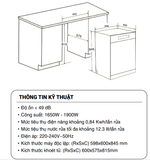  Máy rửa bát Fandi DW17AU-G Malaysia sấy khô PTC, diệt khuẩn tia UV, sức chứa lớn, bảo hành 3 năm, bảo trì 10 năm 