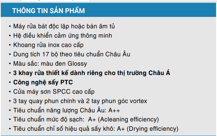  Máy rửa bát Fandi DW17AU-G Malaysia sấy khô PTC, diệt khuẩn tia UV, sức chứa lớn, bảo hành 3 năm, bảo trì 10 năm 