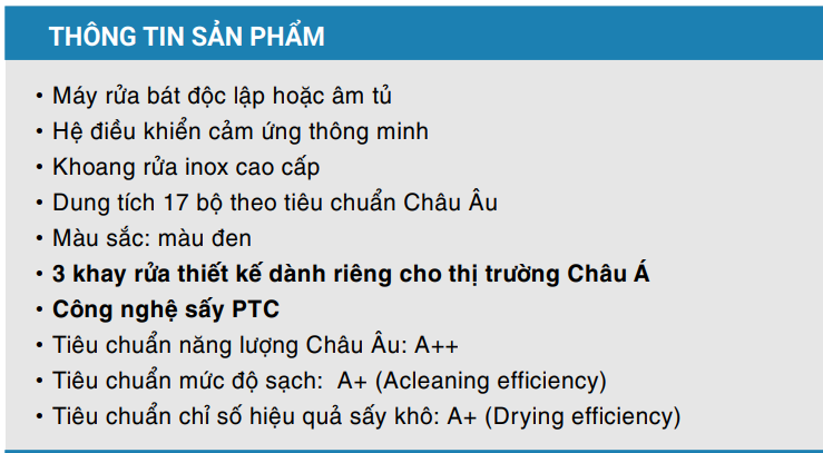  Máy rửa bát Fandi DW17DU-G Đen, 17 bộ, sấy PTC, diệt khuẩn UV, 3 giàn rửa lớn, khoang rửa inox 