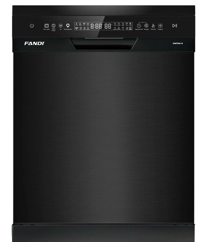  Máy rửa bát Fandi DW17DU-G Đen, 17 bộ, sấy PTC, diệt khuẩn UV, 3 giàn rửa lớn, khoang rửa inox 