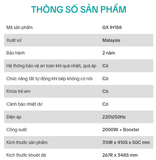  GX IH188 GrandX bếp từ đơn âm cao cấp, Malaysia, bảo vệ quá nhiệt, quá áp, Chức năng khóa trẻ em, Bảng điều khiển cảm ứng LED hiện đại, dễ thao tác với 9 mức công suất nấu + Booster 