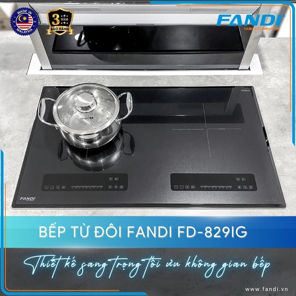  Bếp từ Fandi FD-829IG Malaysia, mặt kính chống xước cao cấp, công suất lớn 5800w, full chức năng an toàn , bảo hành 3 năm chính hãng 