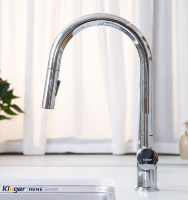  Vòi rửa bát Kluger KLF0008SC phiên bản màu Chrome sáng bóng 2 đường nóng lạnh 