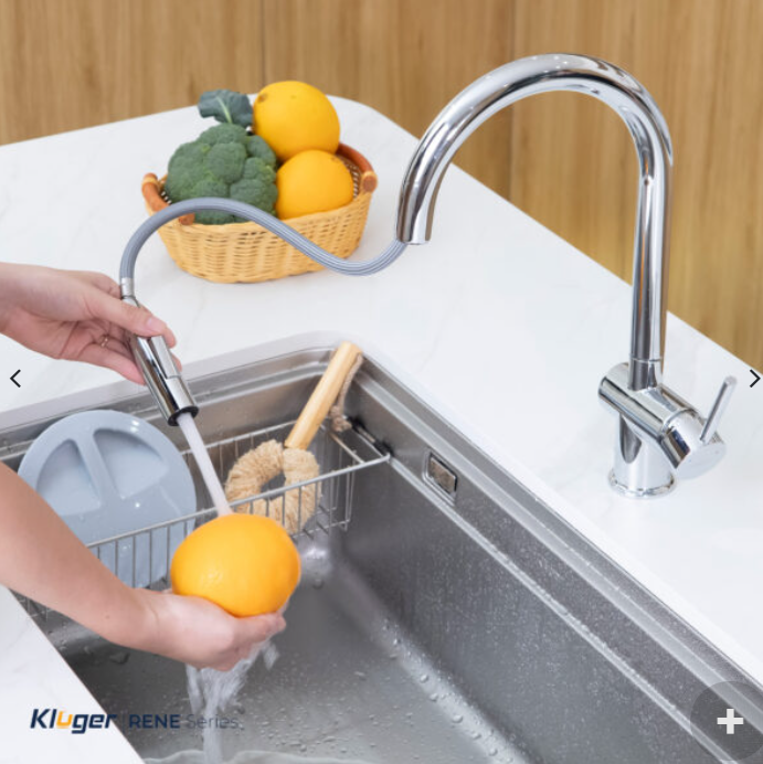  Vòi rửa bát Kluger KLF0008SC phiên bản màu Chrome sáng bóng 2 đường nóng lạnh 
