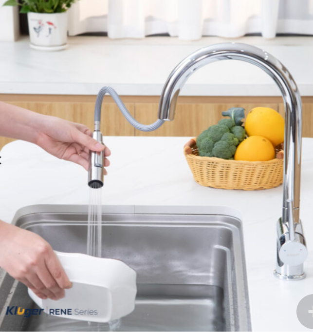  Vòi rửa bát Kluger KLF0008SC phiên bản màu Chrome sáng bóng 2 đường nóng lạnh 