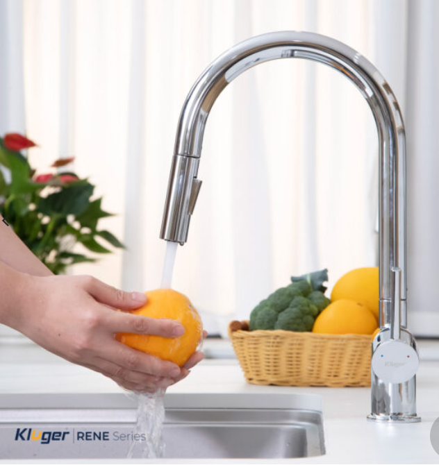  Vòi rửa bát Kluger KLF0008SC phiên bản màu Chrome sáng bóng 2 đường nóng lạnh 