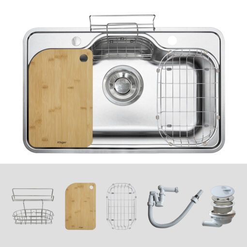  Chậu rửa inox Kluger 80cm KT8050FS – S80 Plus Hà Nội bản Plus đẩy đủ rổ, thớt , phụ kiện. chậu 1 hố lớn 